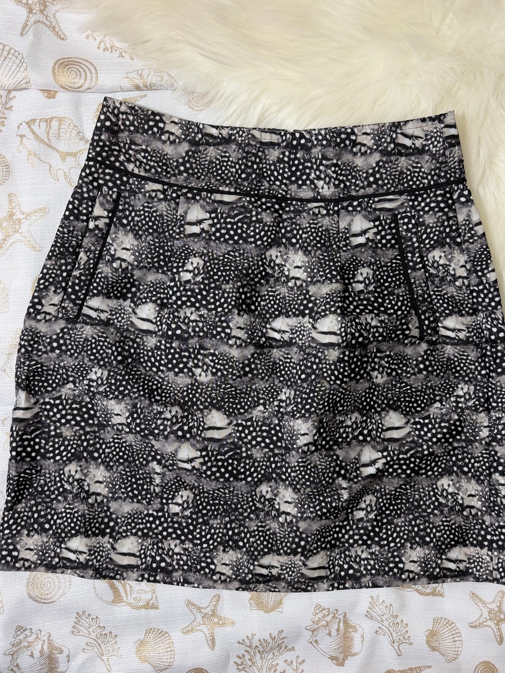 J. Crew Black and White Textured Mini Skirt